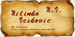 Milinko Vesković vizit kartica